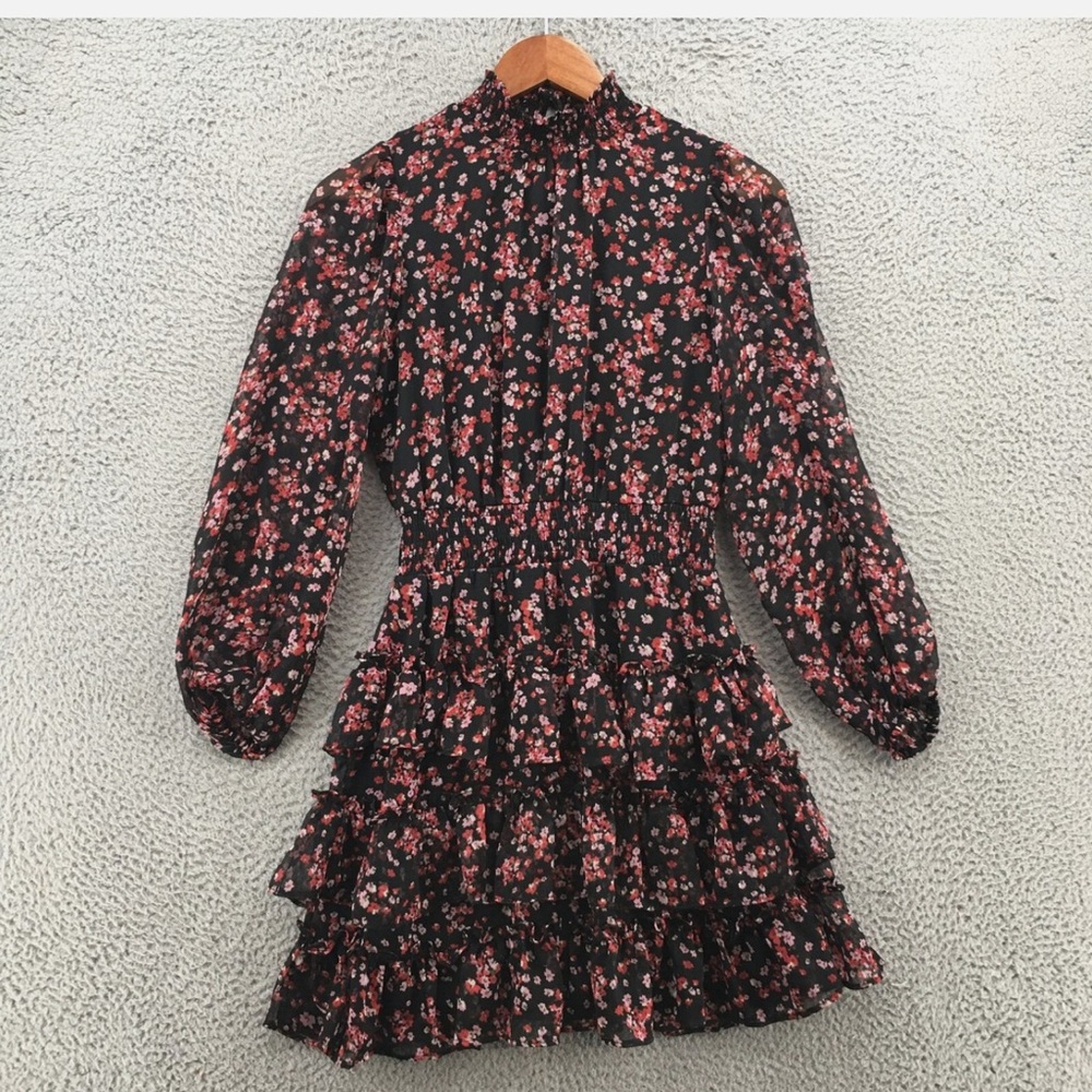 Floral Black and Pink Women's Dress
